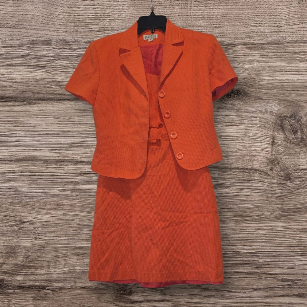 Georgiou Women's Orange Dress With Maching Jacket Set